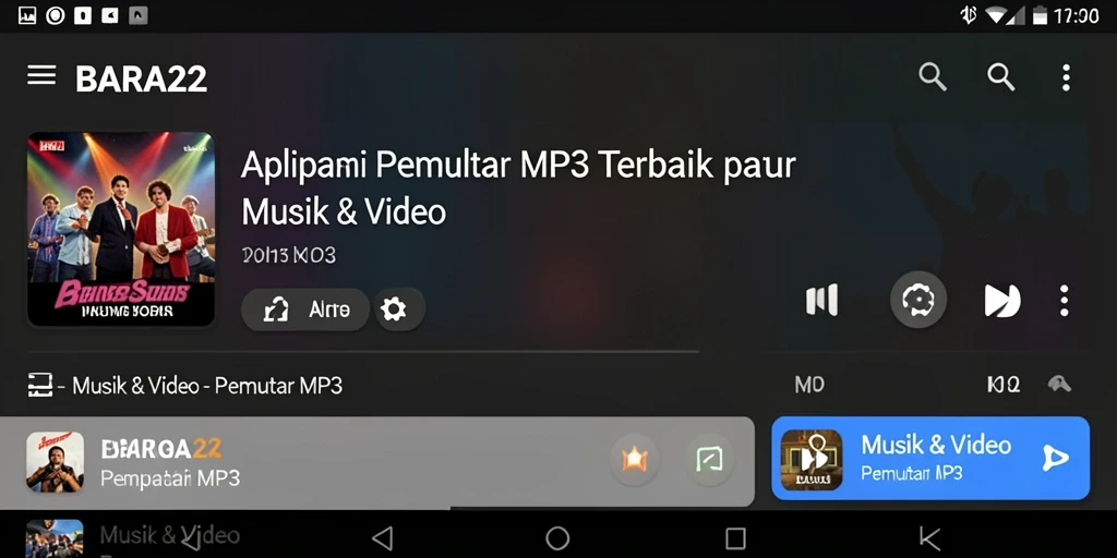 Tampilan antarmuka BARA22 dengan fitur Pemutar MP3 yang interaktif.