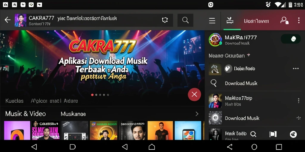 Tampilan antarmuka pengguna CAKRA777 yang intuitif untuk Download Musik.