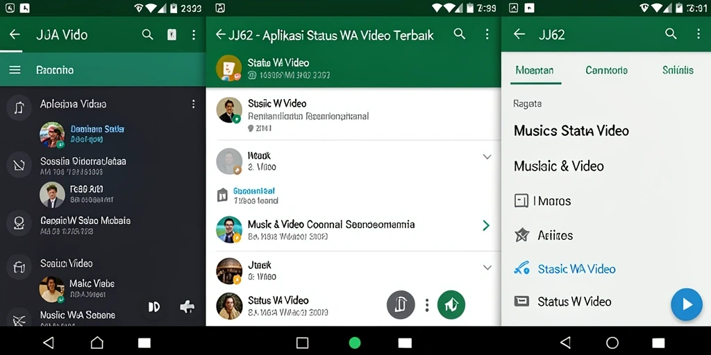 Tampilan utama JJ62 dengan berbagai pilihan video menarik untuk status.